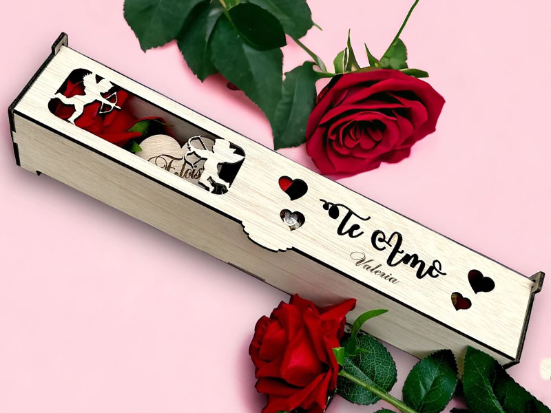 Laser Cut Personalized Rose Gift Box Design Valentines Day Box