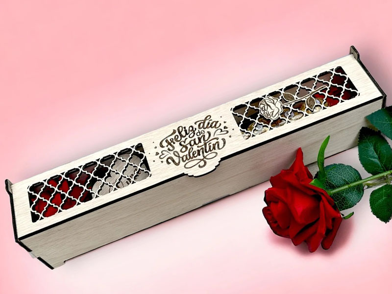 Laser Cut Personalized Rose Gift Box Design Valentines Day Box