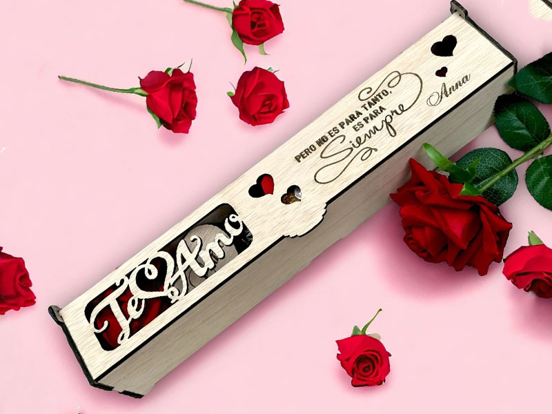 Laser Cut Personalized Rose Gift Box Design Valentines Day Box