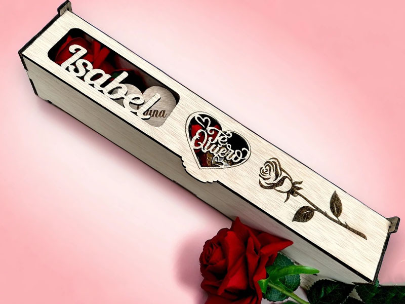 Laser Cut Personalized Rose Gift Box Design Valentines Day Box