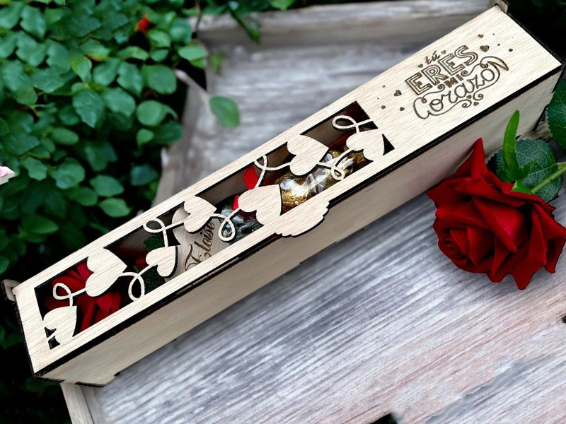 Laser Cut Personalized Rose Gift Box Design Valentines Day Box