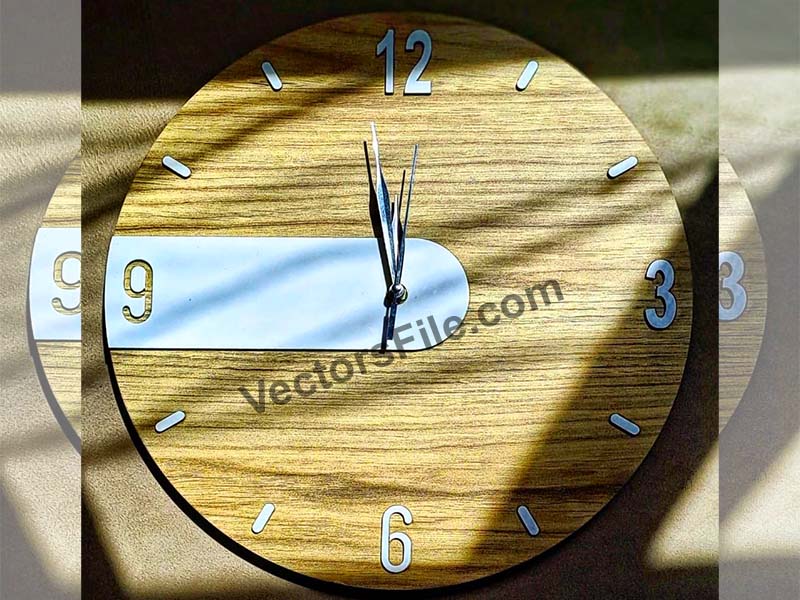 Laser Cut Round Wall Clock Design Template for Room Decor Idea