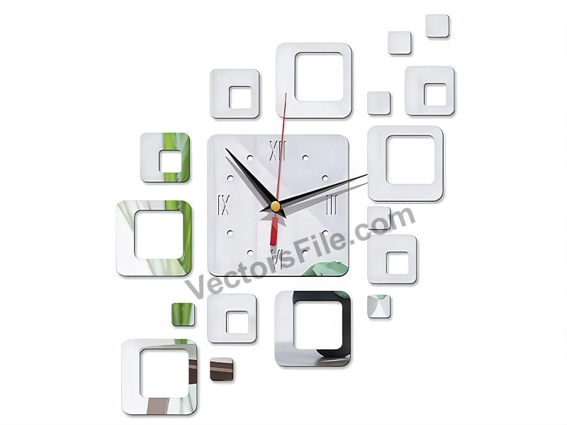 Laser Cut Creative 3D Wall Clock Design for Room Decor Idea