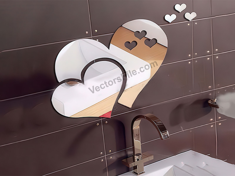 Laser Cut Acrylic Heart Couple Wall Art Decor Idea