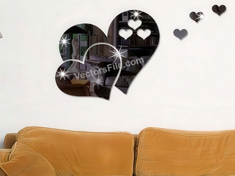 Laser Cut Acrylic Heart Couple Wall Art Decor Idea