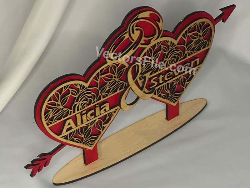 Laser Cut Couple Heart Table Top Wedding Decoration Stand Design