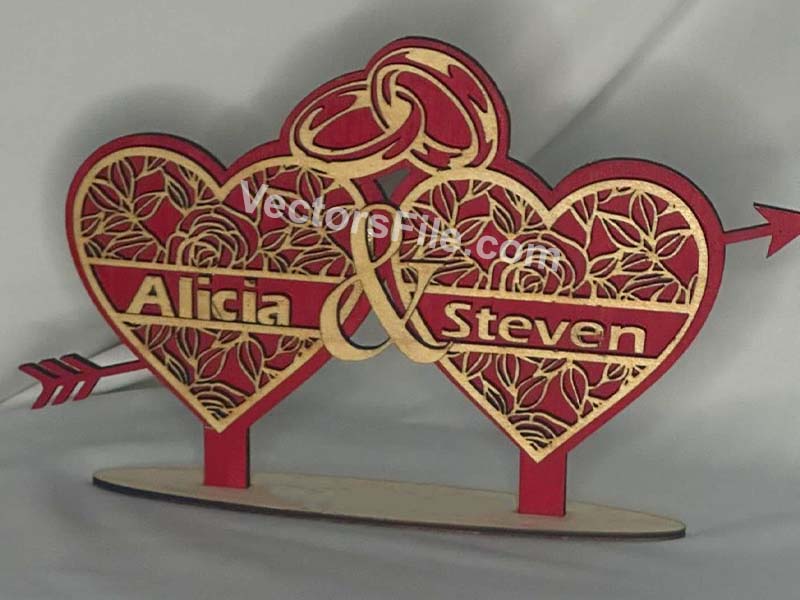 Laser Cut Couple Heart Table Top Wedding Decoration Stand Design