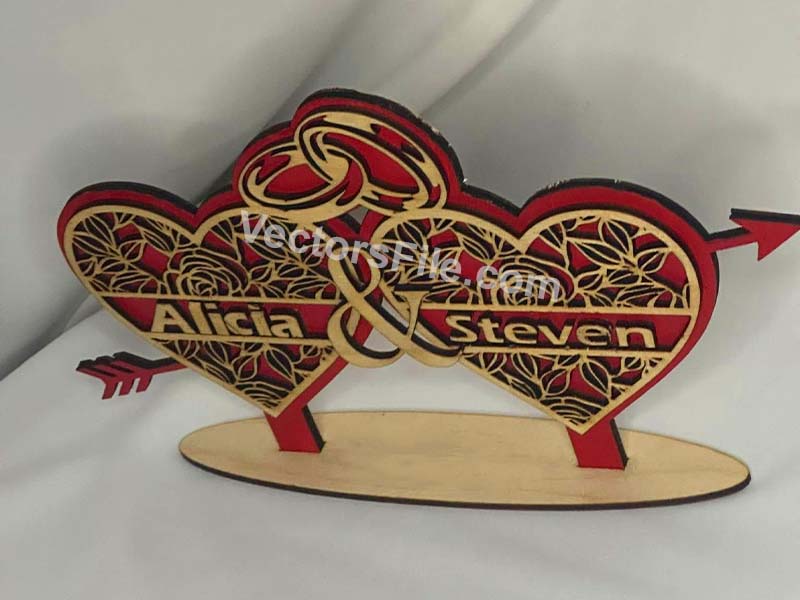 Laser Cut Couple Heart Table Top Wedding Decoration Stand Design