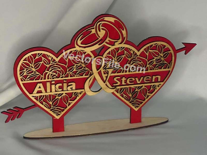 Laser Cut Couple Heart Table Top Wedding Decoration Stand Design