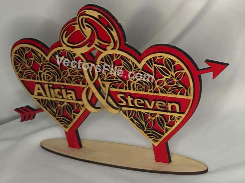 Laser Cut Couple Heart Table Top Wedding Decoration Stand Design
