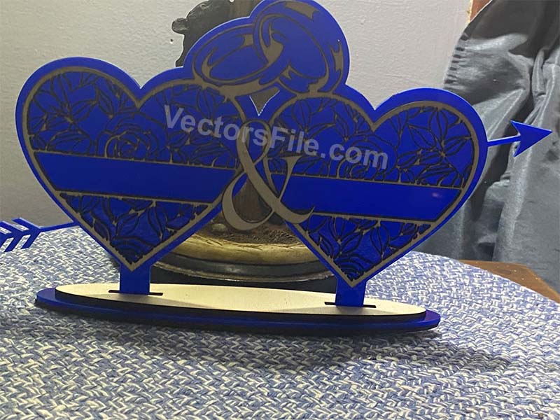 Laser Cut Couple Heart Table Top Wedding Decoration Stand Design
