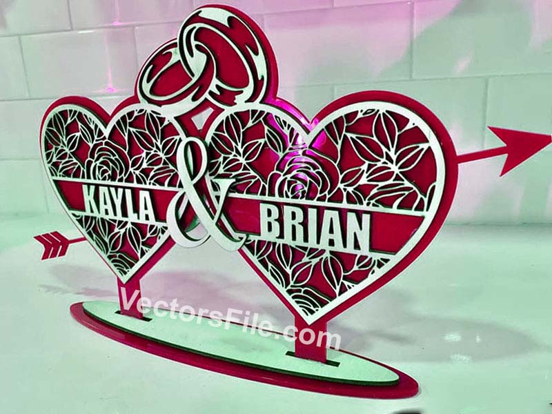 Laser Cut Couple Heart Table Top Wedding Decoration Stand Design