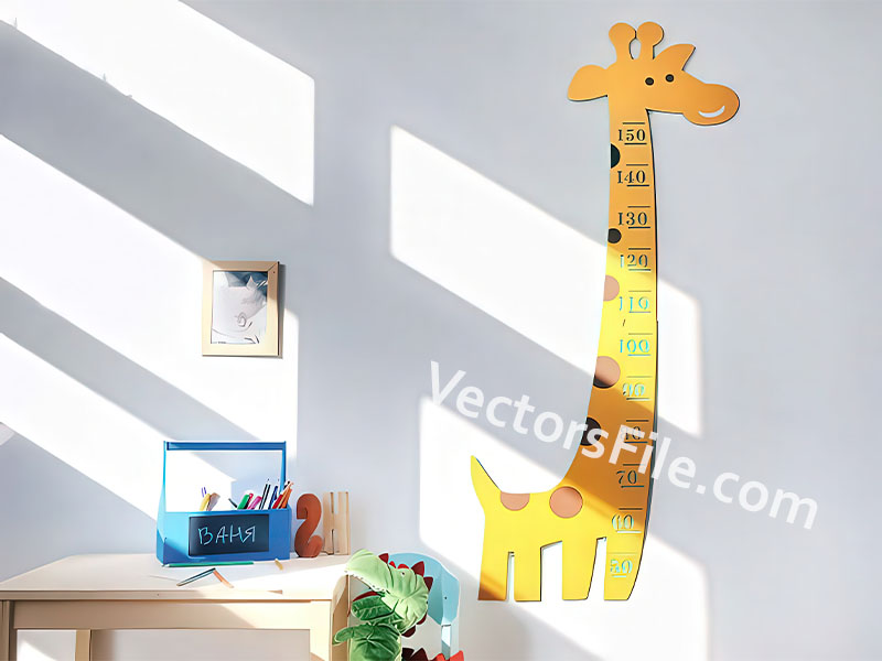 Laser Cut Giraffe Shape Kids Height Measurement Ruler Template