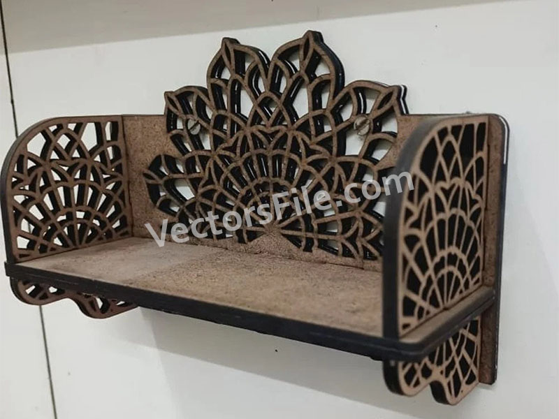 Laser Cut Wall Mounted Key Holder with Shelf 6mm Vector File