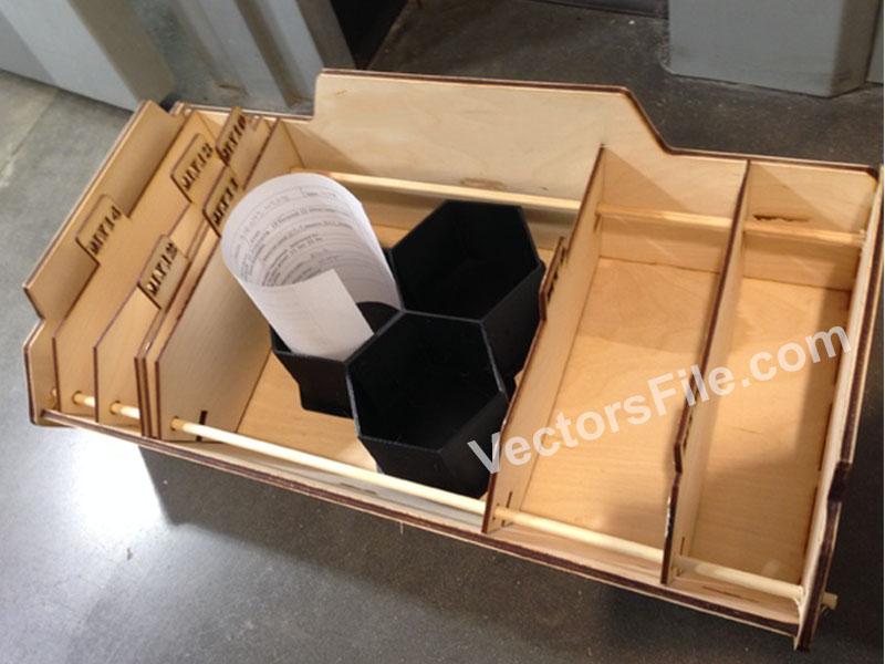 Laser Cut Storage Box Organizer with Compartment