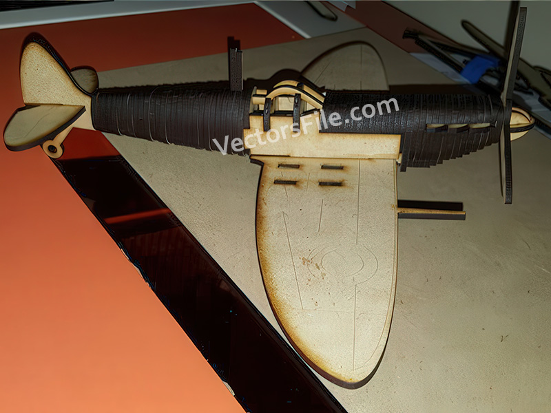 Laser Cut Spitfire Fighter Jet Aircraft 3D Puzzle Model Kit
