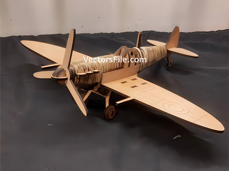 Laser Cut Spitfire Fighter Jet Aircraft 3D Puzzle Model Kit