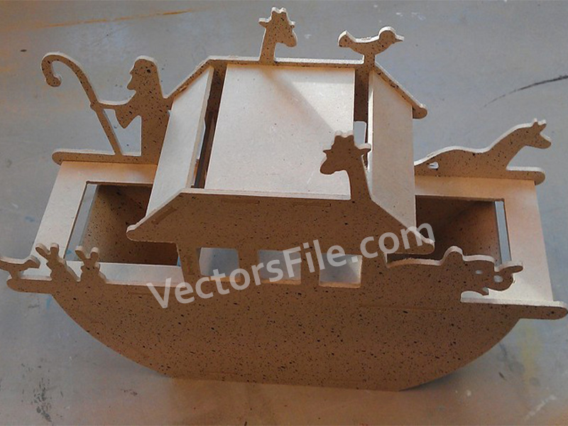 Laser Cut Wooden Boat Model Design Vector File