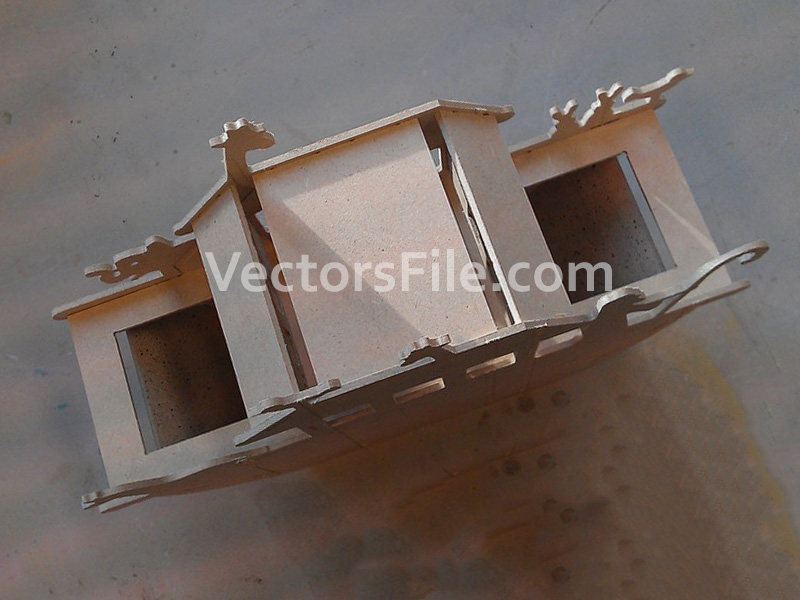 Laser Cut Wooden Boat Model Design Vector File