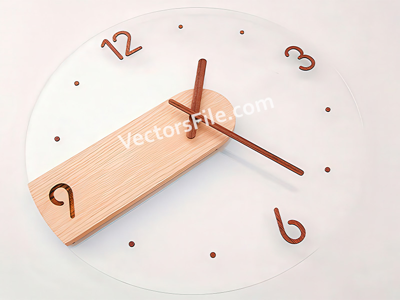 Laser Cut Acrylic with MDF Round Wall Clock Design Template
