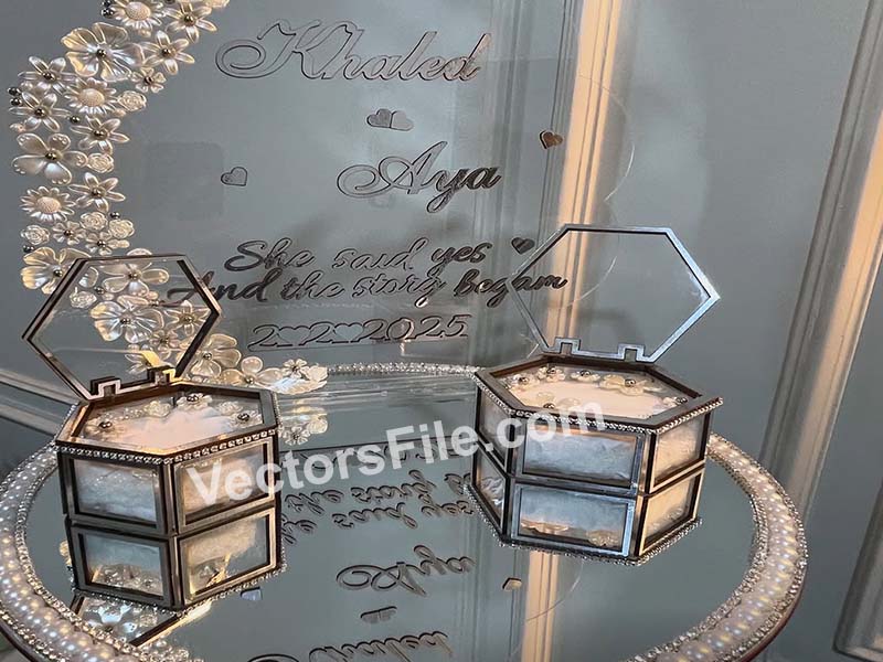 Laser Cut Acrylic Wedding Ring Box Jewelry Box Template