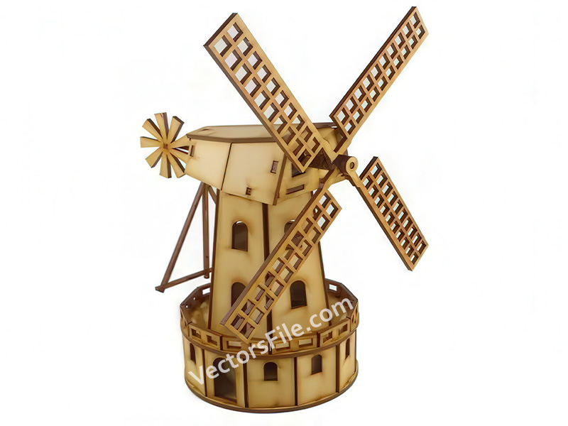 Laser Cut Windmill Plant 3D Puzzle Model Kit