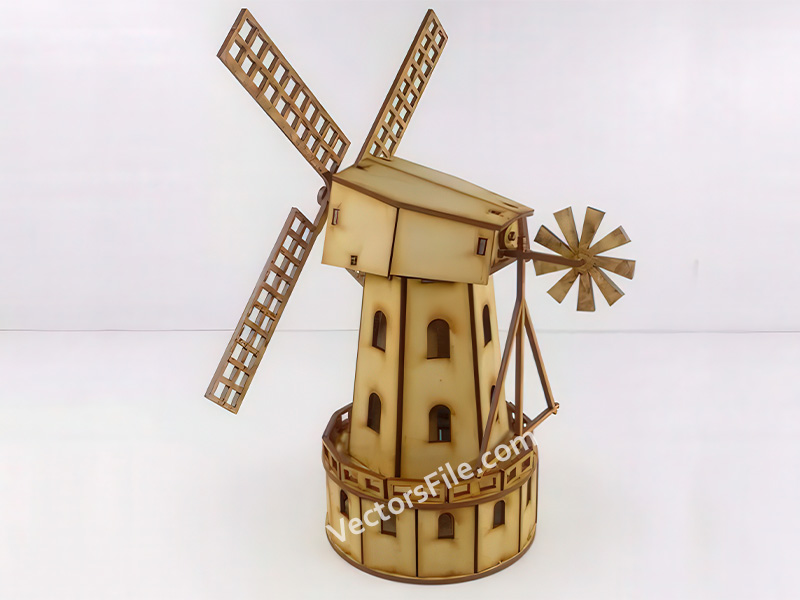 Laser Cut Windmill Plant 3D Puzzle Model Kit