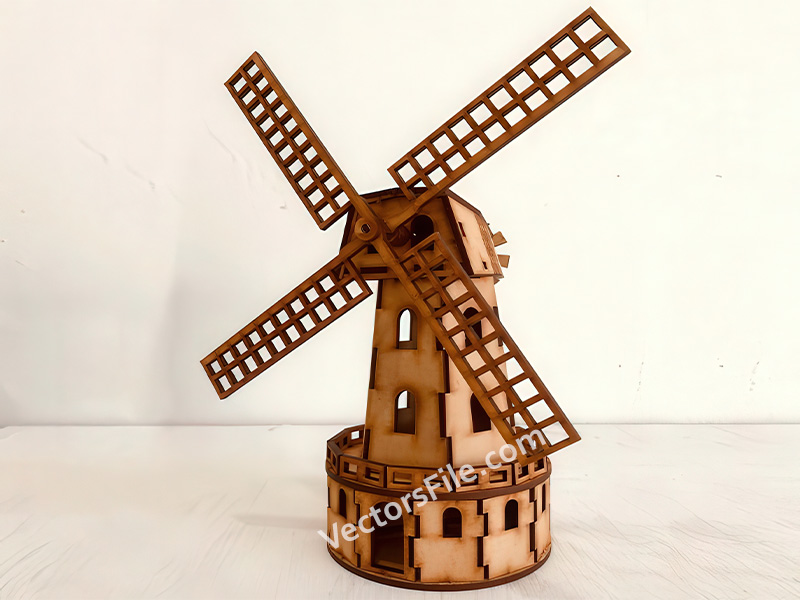 Laser Cut Windmill Plant 3D Puzzle Model Kit