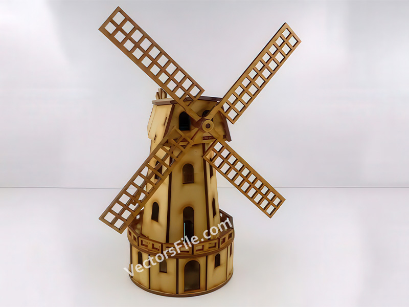 Laser Cut Windmill Plant 3D Puzzle Model Kit