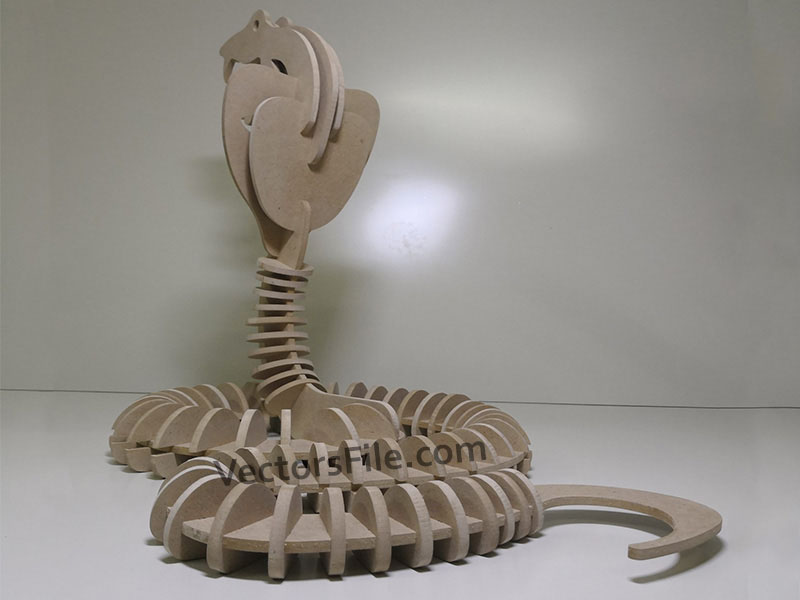 Laser Cut Miniature Cobra 3D Wooden Puzzle Snake Model Kit