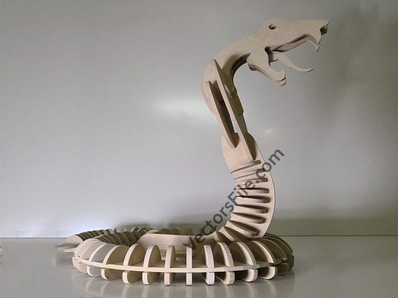 Laser Cut Miniature Cobra 3D Wooden Puzzle Snake Model Kit