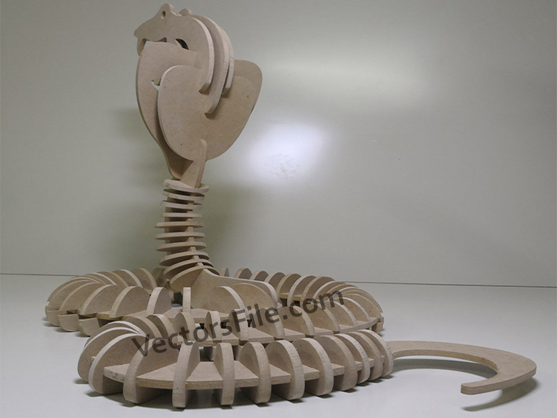 Laser Cut Miniature Cobra 3D Wooden Puzzle Snake Model Kit