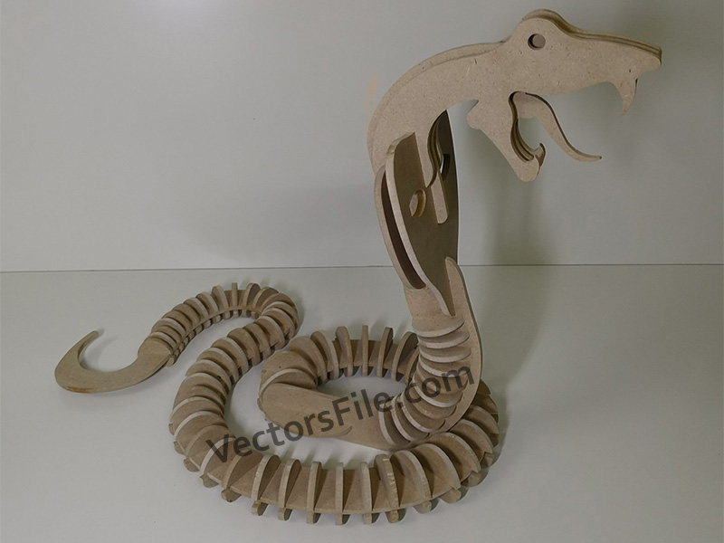 Laser Cut Miniature Cobra 3D Wooden Puzzle Snake Model Kit