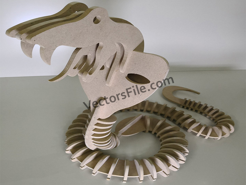 Laser Cut Miniature Cobra 3D Wooden Puzzle Snake Model Kit