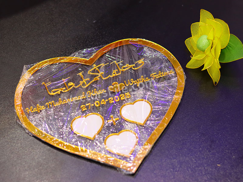 Laser Cut Heart Shape Nikah Thumb Board Acrylic Wedding Gift Idea