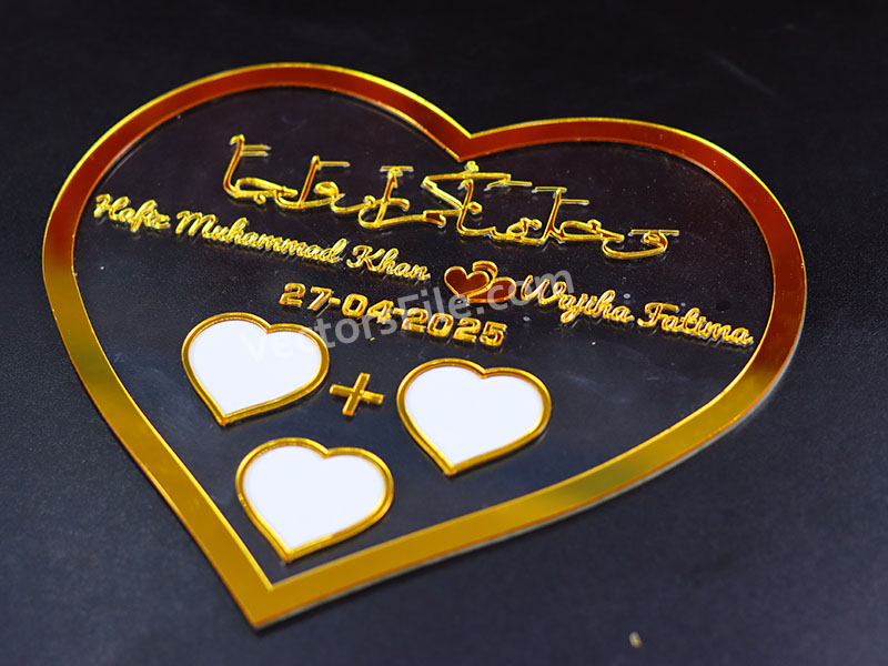 Laser Cut Heart Shape Nikah Thumb Board Acrylic Wedding Gift Idea