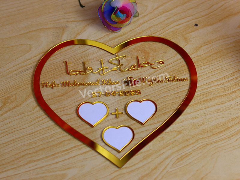 Laser Cut Heart Shape Nikah Thumb Board Acrylic Wedding Gift Idea