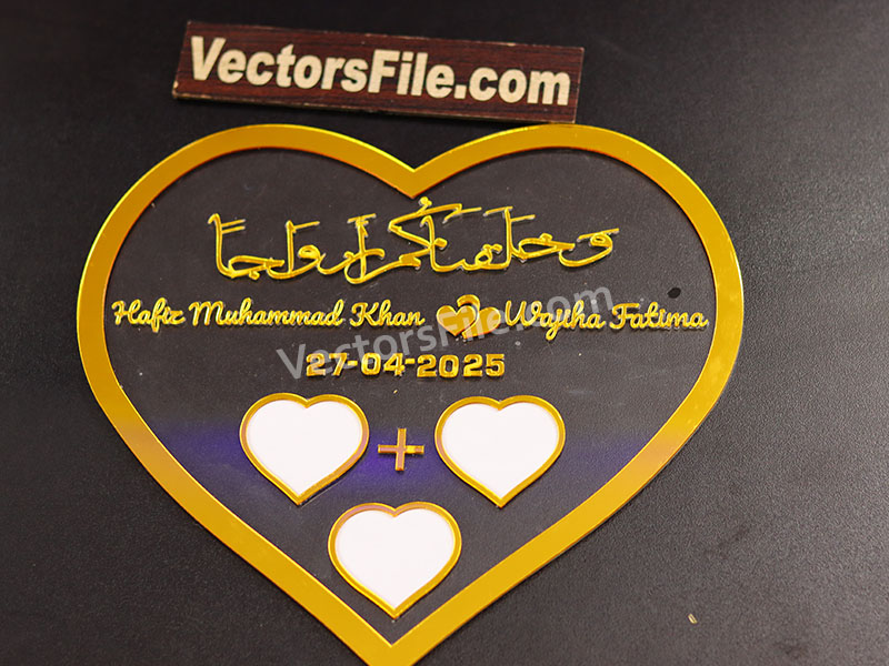 Laser Cut Heart Shape Nikah Thumb Board Acrylic Wedding Gift Idea