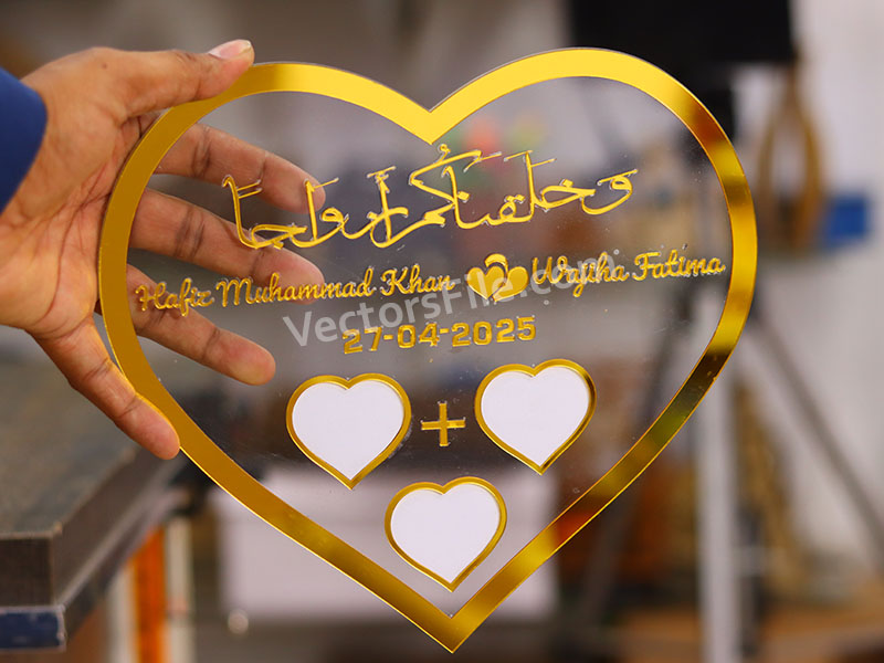 Laser Cut Heart Shape Nikah Thumb Board Acrylic Wedding Gift Idea