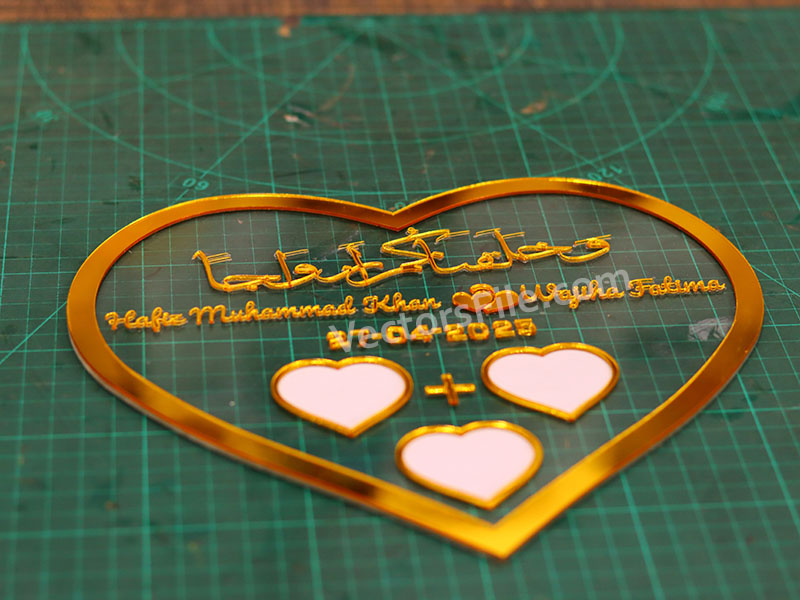 Laser Cut Heart Shape Nikah Thumb Board Acrylic Wedding Gift Idea