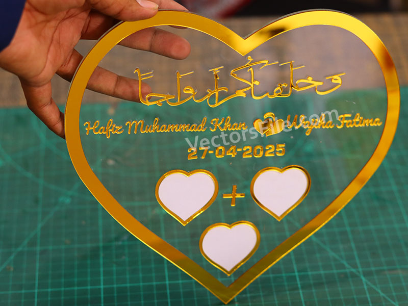 Laser Cut Heart Shape Nikah Thumb Board Acrylic Wedding Gift Idea