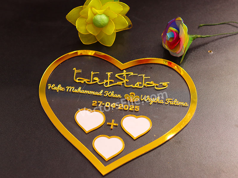 Laser Cut Heart Shape Nikah Thumb Board Acrylic Wedding Gift Idea