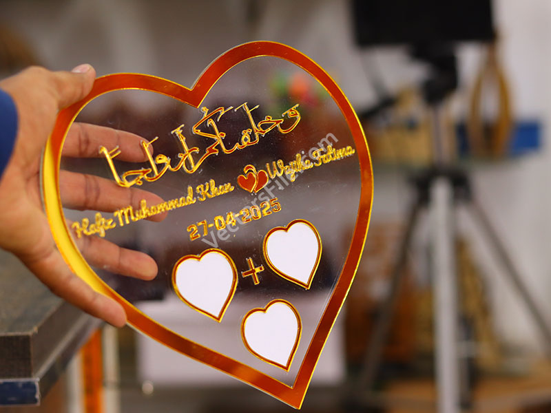 Laser Cut Heart Shape Nikah Thumb Board Acrylic Wedding Gift Idea