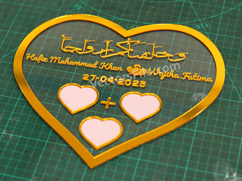 Laser Cut Heart Shape Nikah Thumb Board Acrylic Wedding Gift Idea