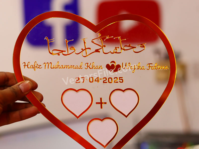 Laser Cut Heart Shape Nikah Thumb Board Acrylic Wedding Gift Idea