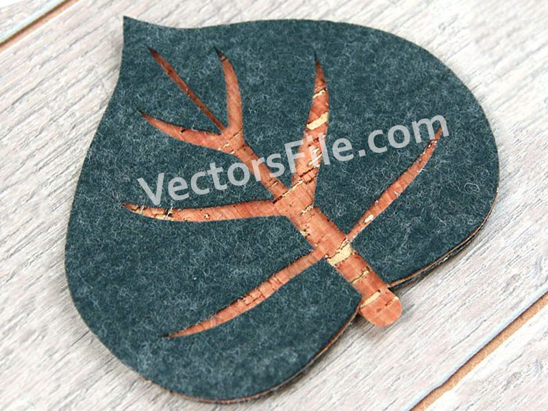 Laser Cut Wooden Coaster Template Leaf Shape Cup Mat