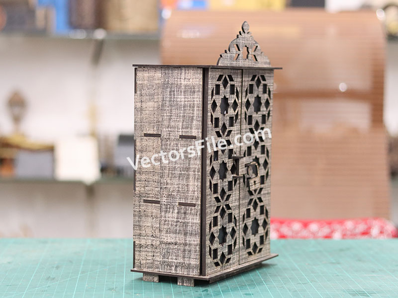 Laser Cut Almirah Makeup Organizer Shelf Jewelry Storage Box Template