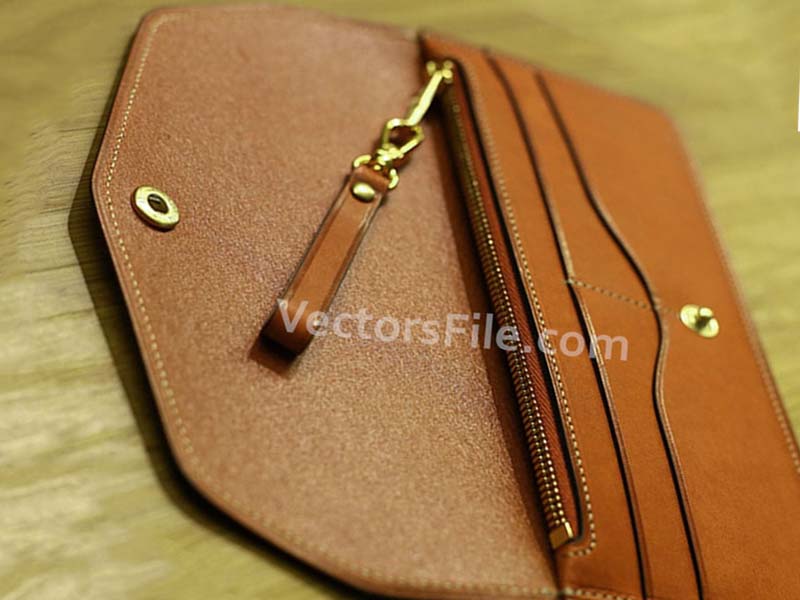 Laser Cut Long Leather Wallet with Card Holder Template
