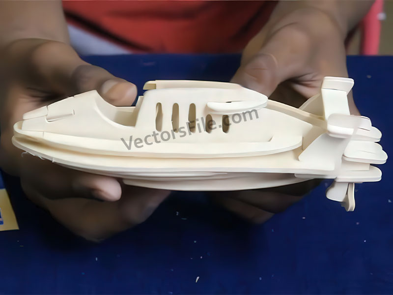 Laser Cut Speed Boat Ship Toy 3D Puzzle Model Kit Vector File