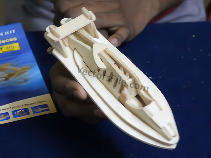 Laser Cut Speed Boat Ship Toy 3D Puzzle Model Kit Vector File
